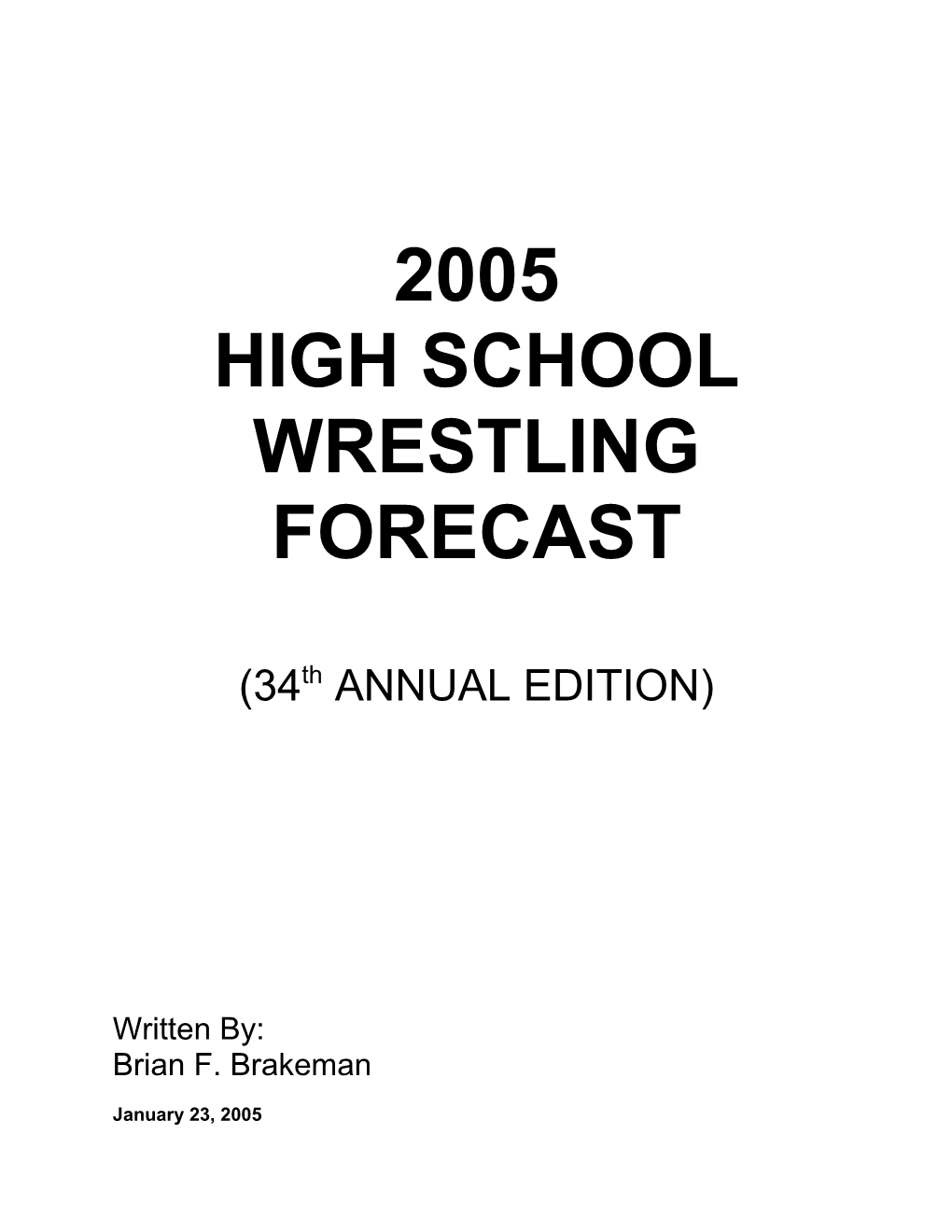 2002 High School Wrestling Forecast