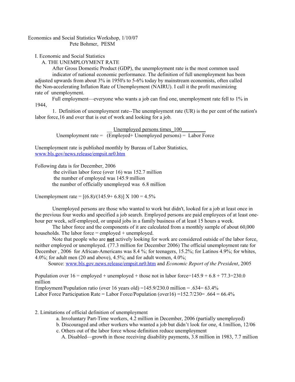 Social Statistics Workshop, 2/11/1999