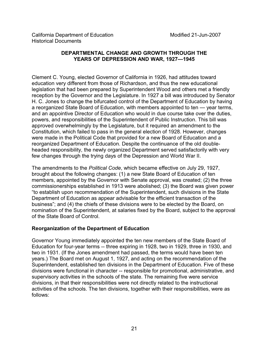 History of Education, Part E - Historical Documents (CA Dept of Education)