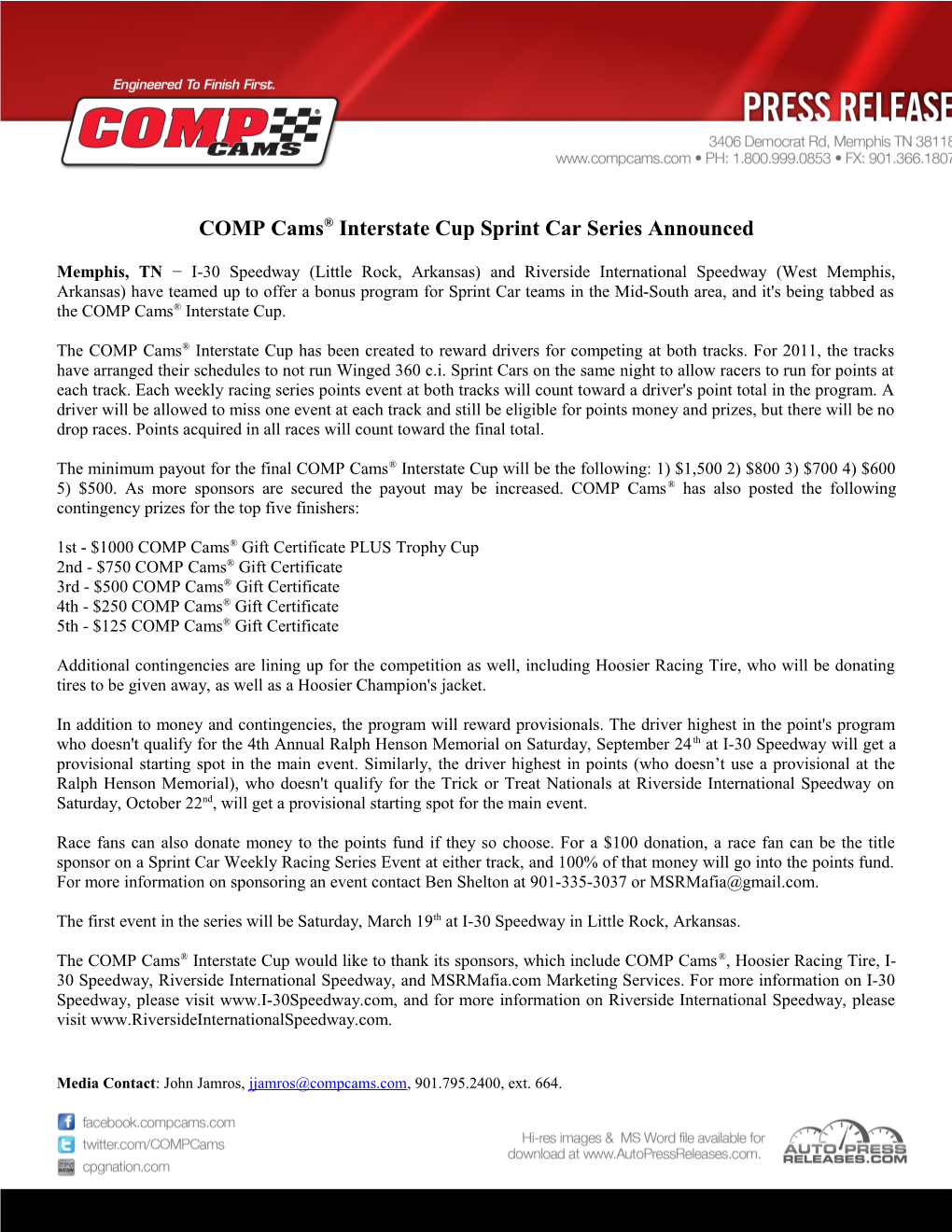 COMP Cams Interstate Cup Sprint Car Series Announced