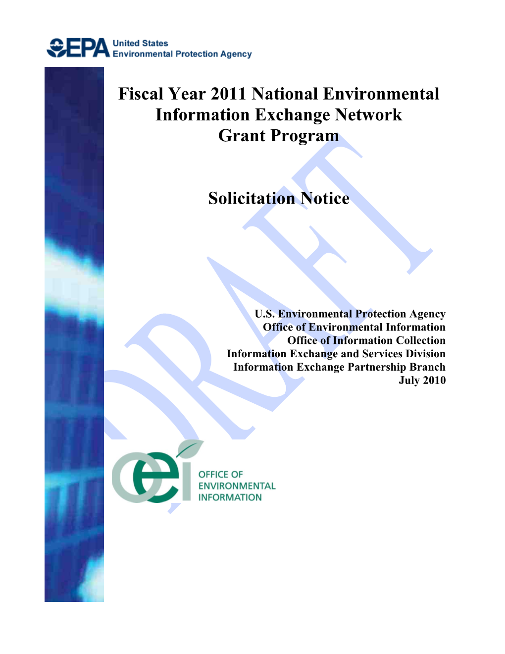 Fiscal Year 2011 National Environmental Information Exchange Network