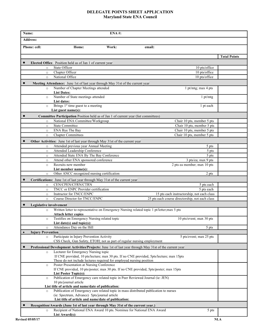 Delegate Points Sheet Application