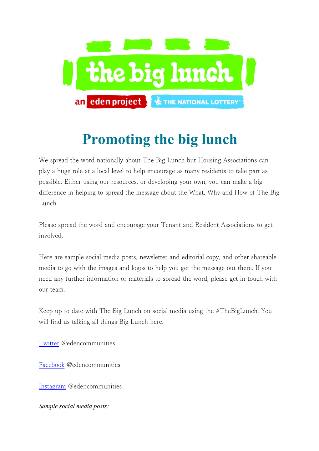 Promoting the Big Lunch