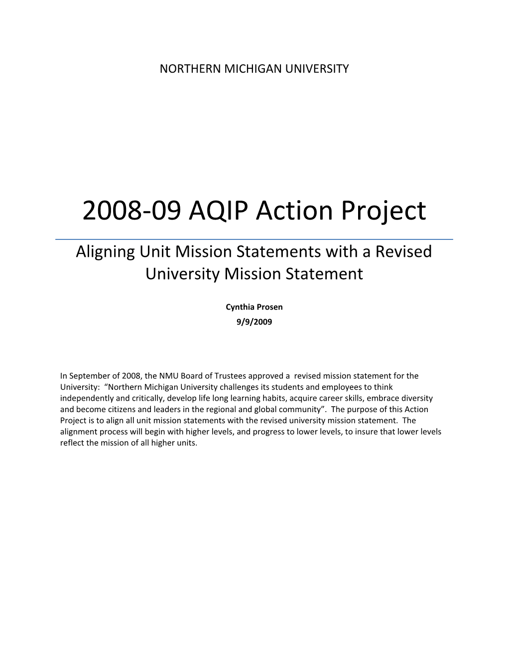 2008-09 AQIP Action Project