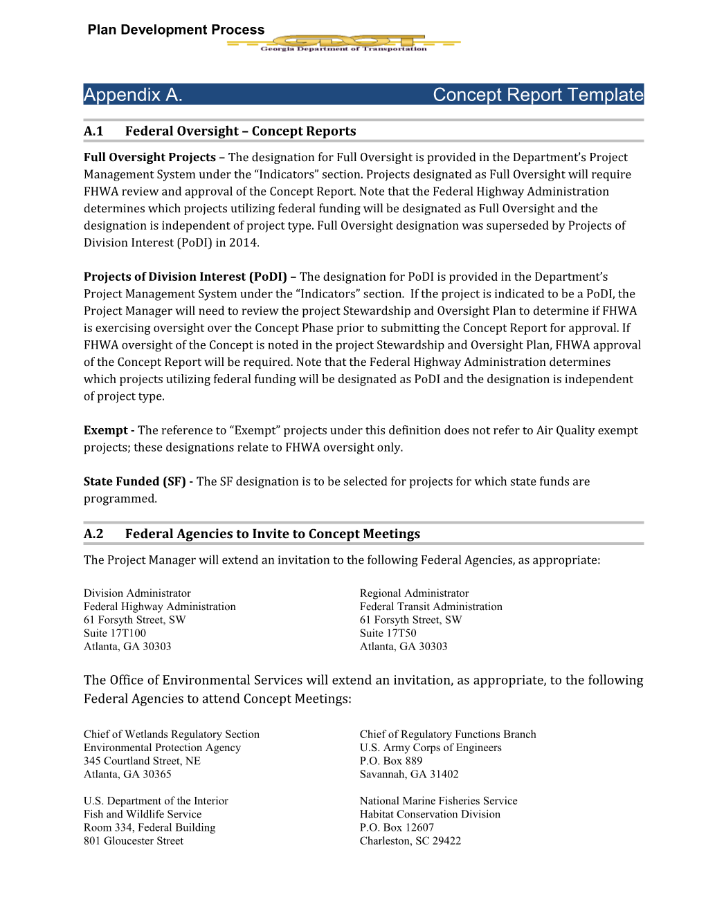 Concept Report Template Appendix A