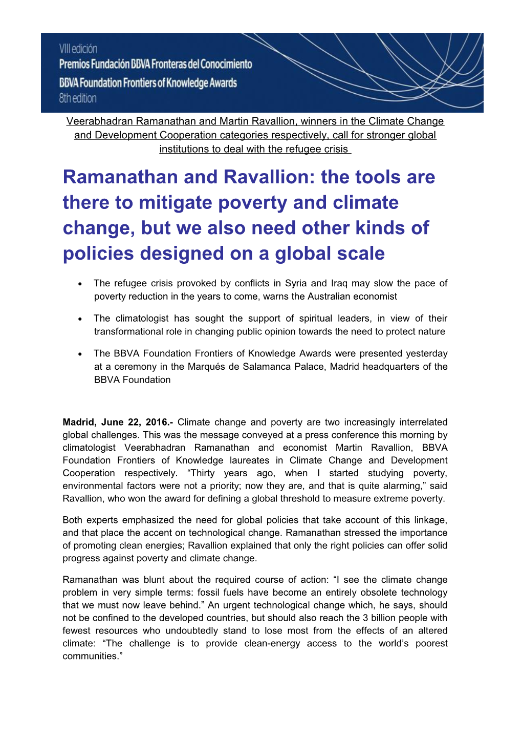 Ramanathan and Ravallion: the Tools Are There to Mitigate Poverty and Climate Change