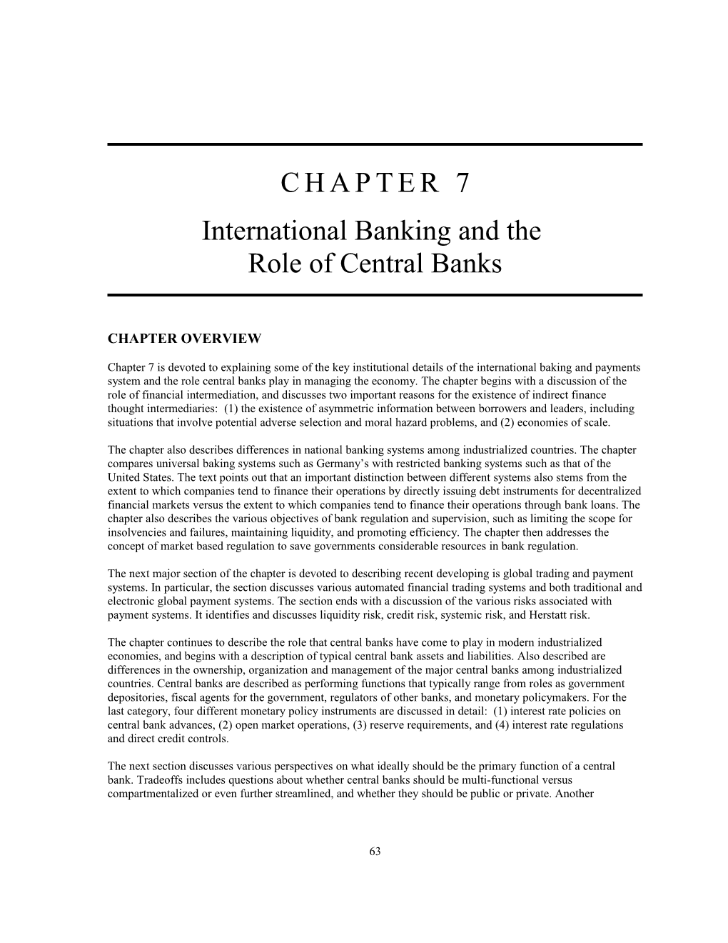 International Banking and The