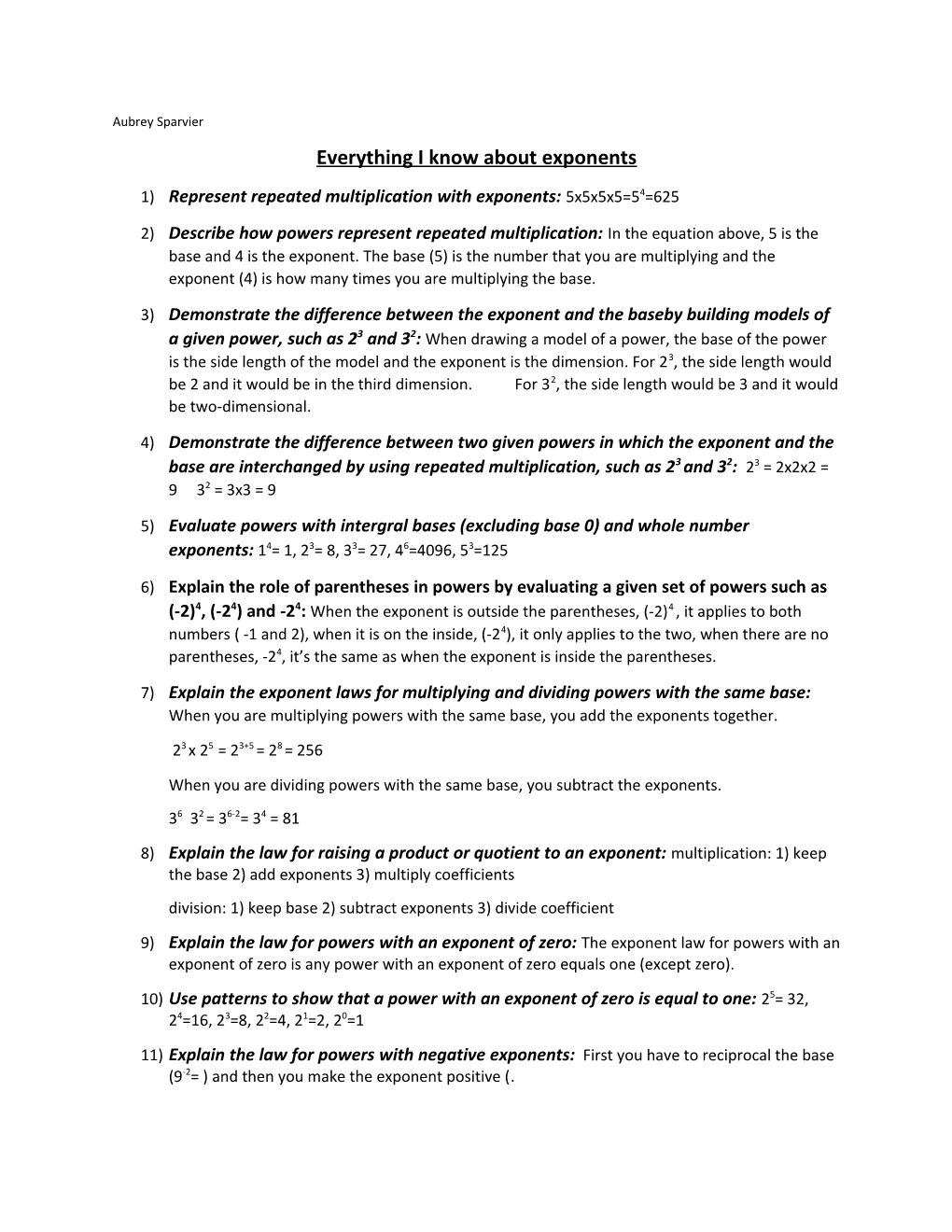 Everything I Know About Exponents