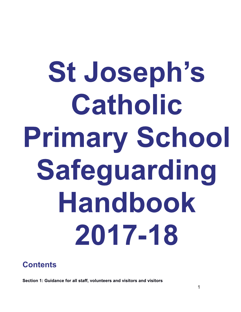 St Joseph S Catholic Primary School Safeguarding Handbook