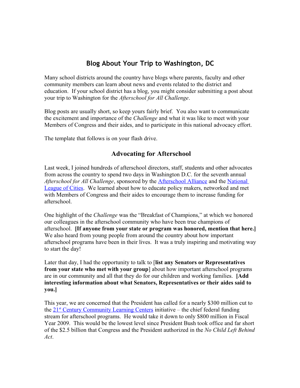 Send a News Release About Your Trip to Washington, DC