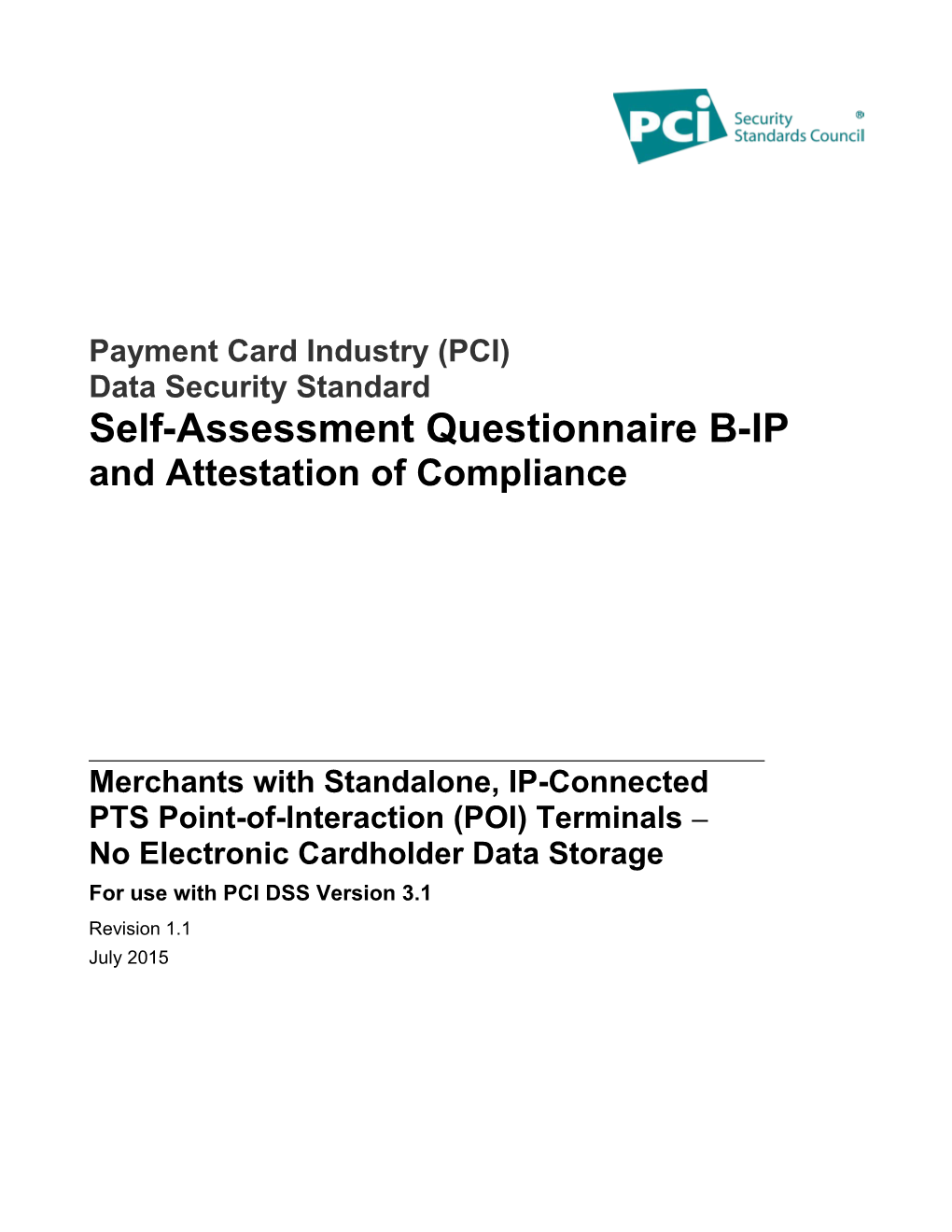 For Use with PCI DSS Version3.1