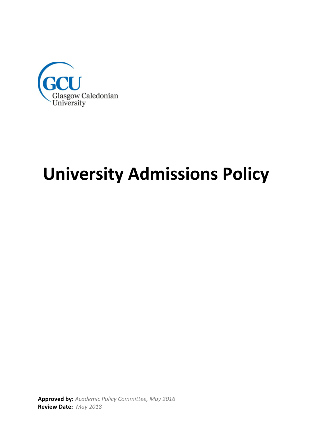 University Admissions Policy