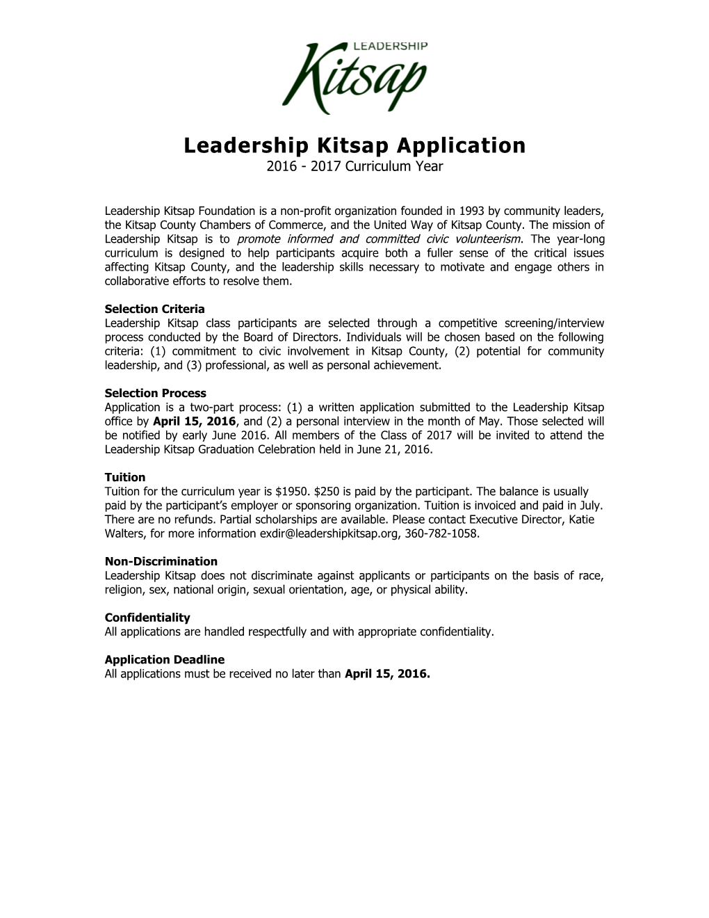 Leadership Kitsap Application