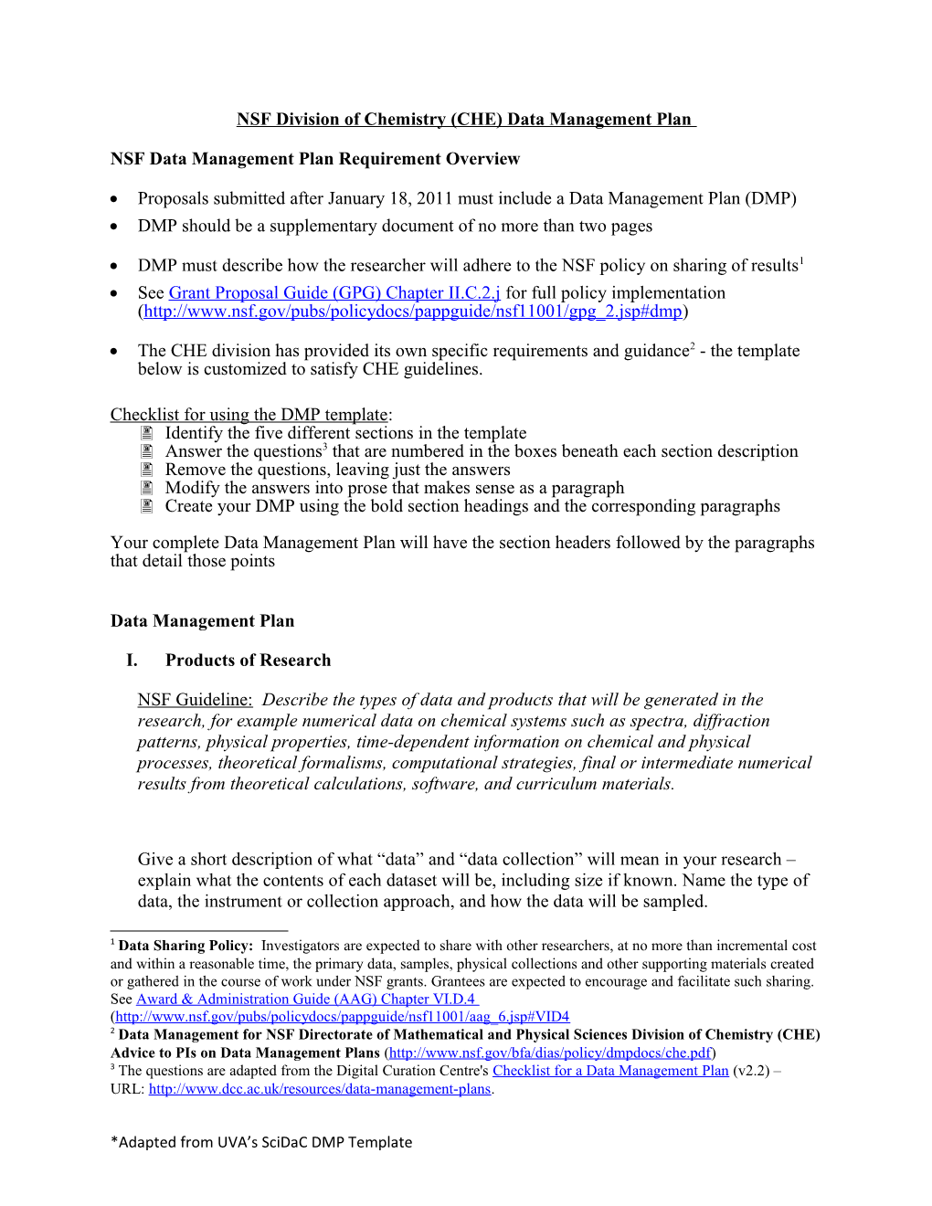 NSF-DMP CHE Uvatemplate with Guidance