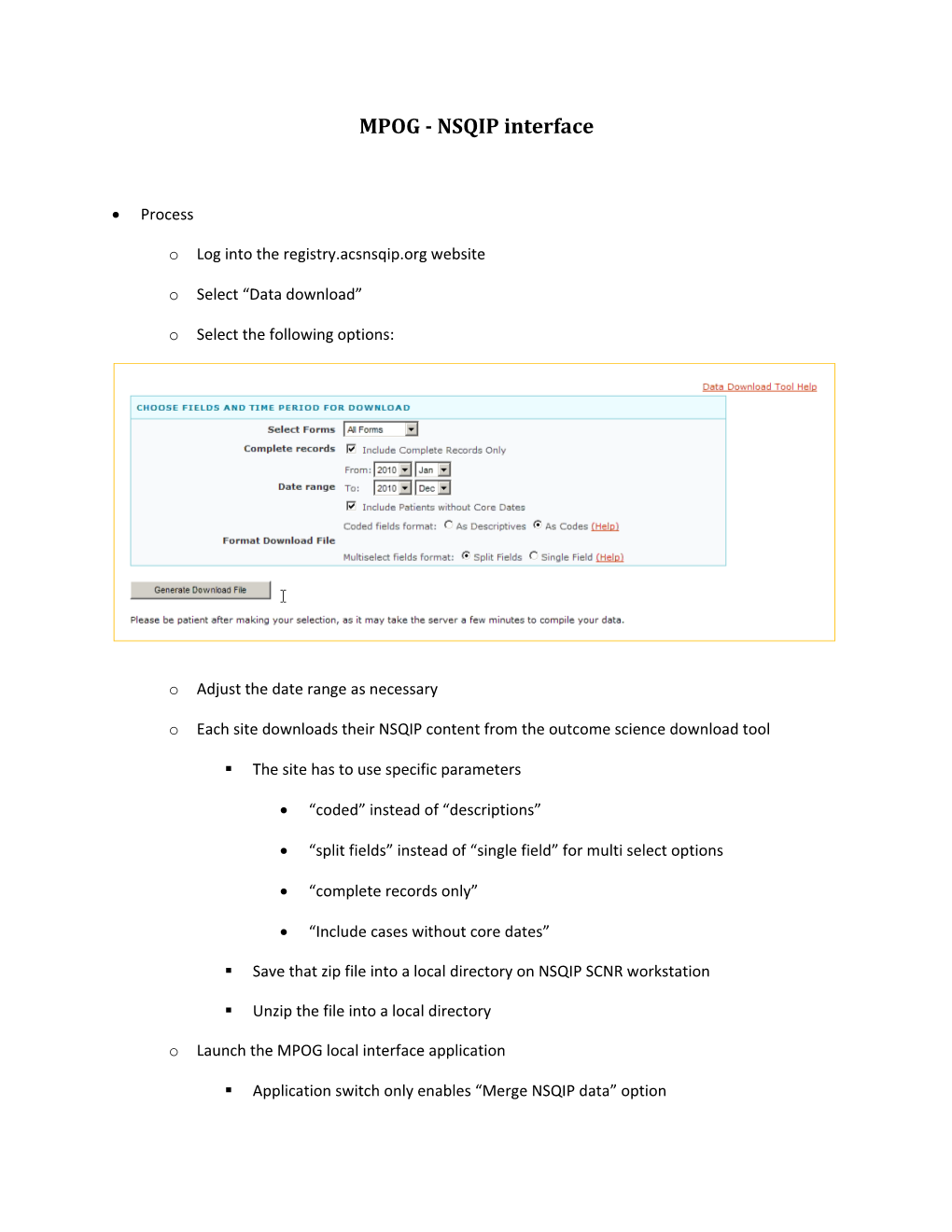 MPOG - NSQIP Interface