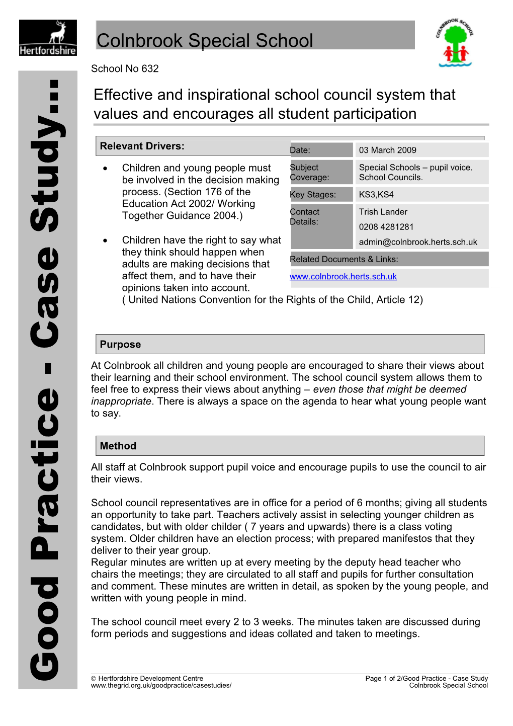 Good Practice - Case Study Colnbrook Special School