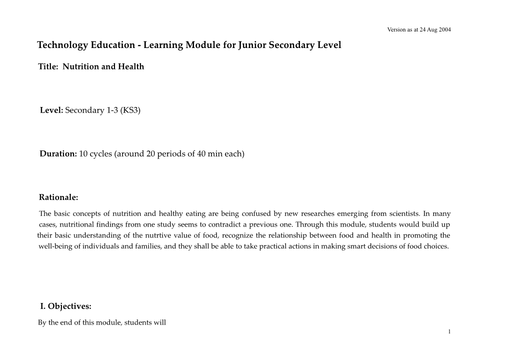 Learning Module for Junior Secondary Level