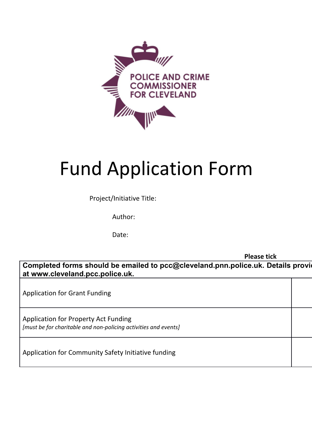 Fund Application Form