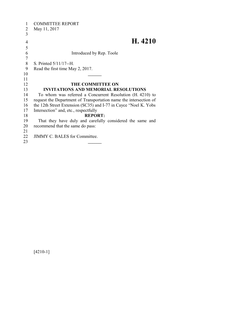 2017-2018 Bill 4210 Text of Previous Version (May 11, 2017) - South Carolina Legislature Online