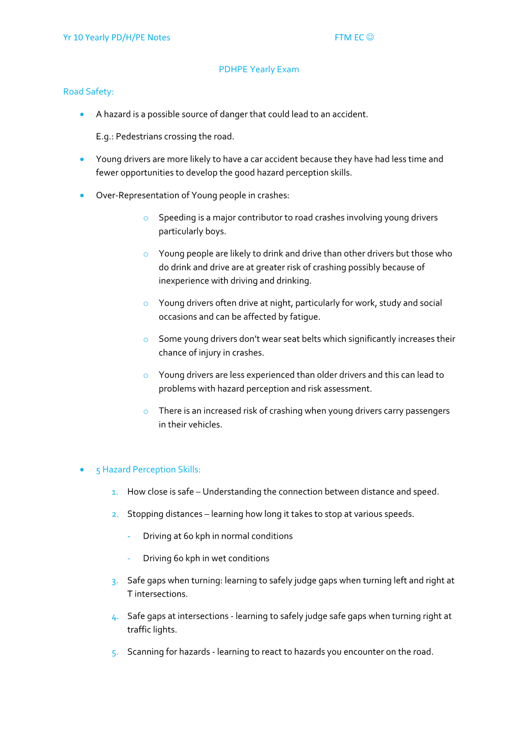 Yr 10 Yearly PD/H/PE Notesftm EC