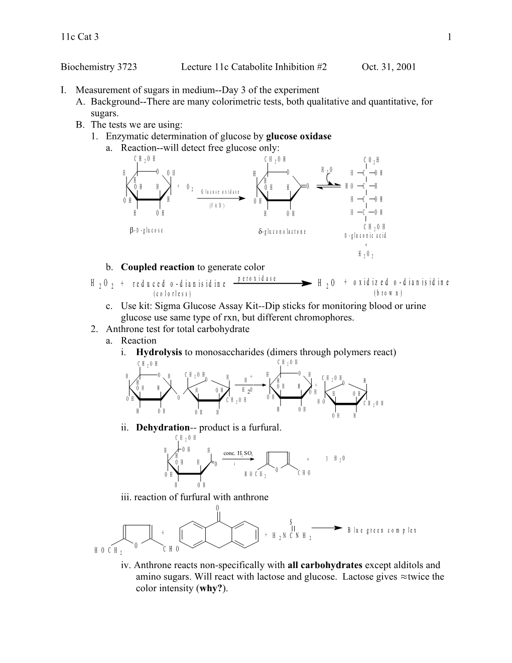 Biochemistry 3720 Lecture 18 Catabolite Inhibition #3	March 30, 1999