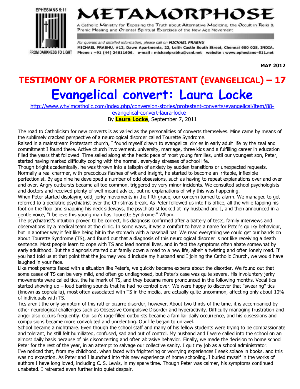 Testimony of a Former Protestant(Evangelical) 17
