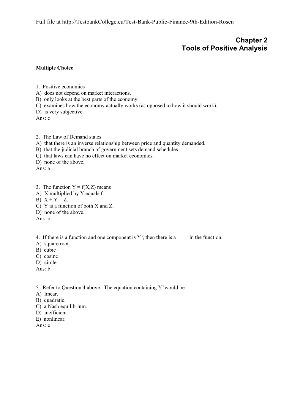 Tools of Positive Analysis