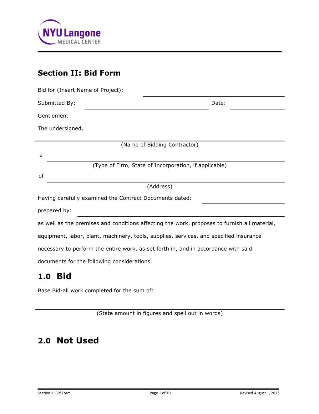 Section II: Bid Form