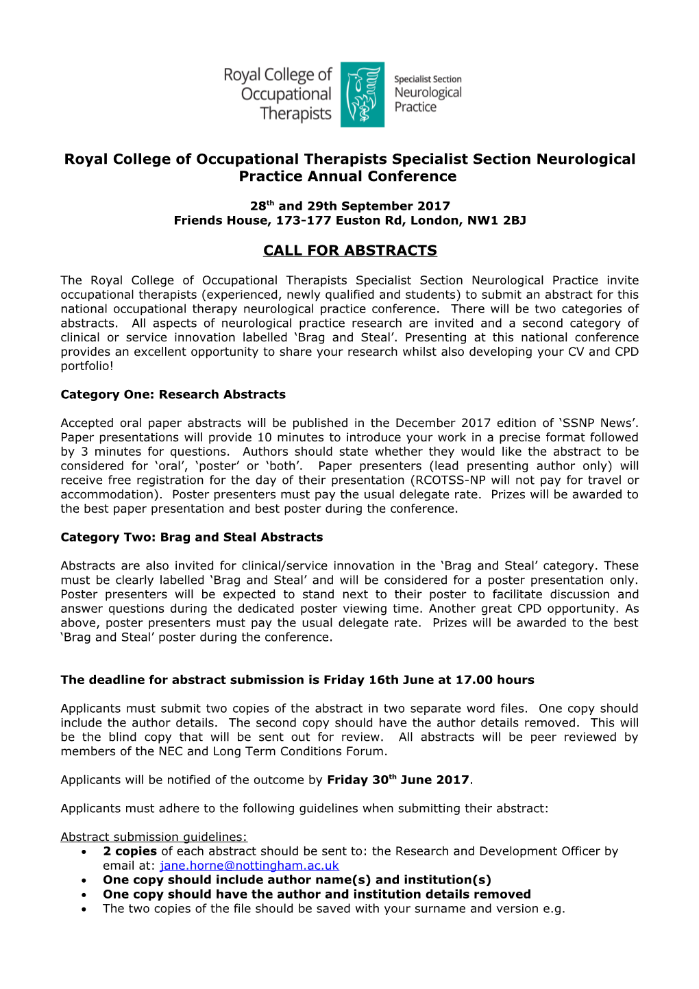 Royal College of Occupational Therapists Specialist Section Neurological Practiceannual