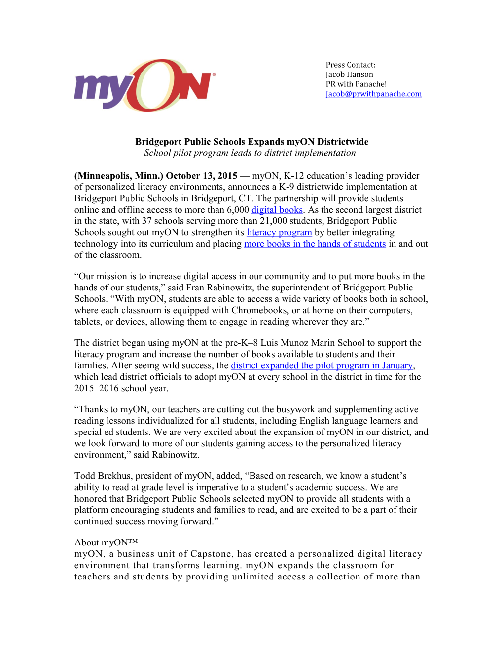 Bridgeport Public Schools Expands Myon Districtwide