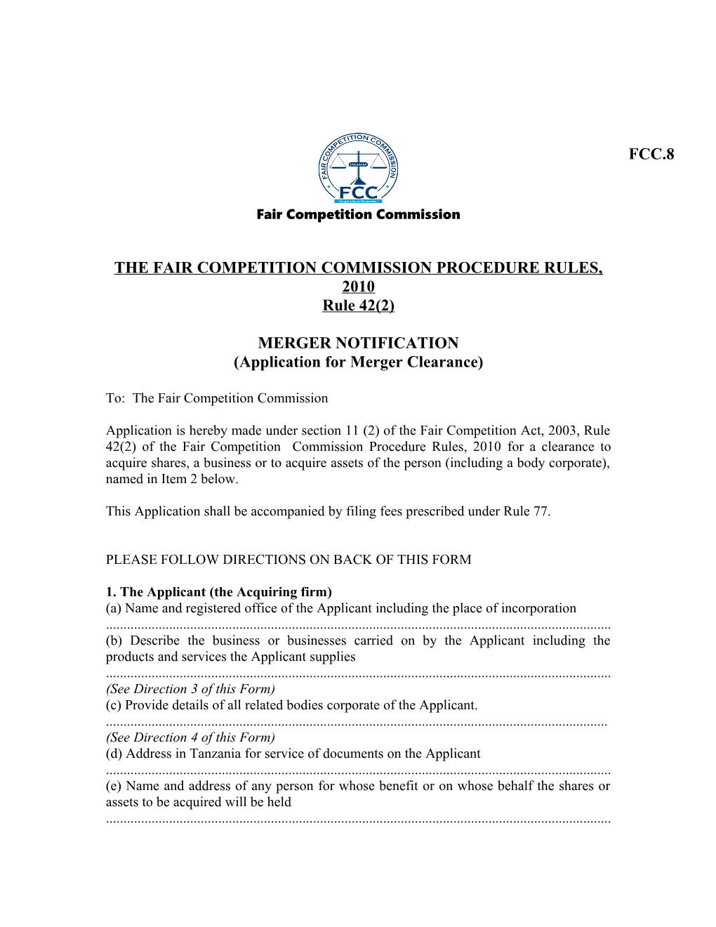 The Fair Competition Commission Procedure Rules, 2010