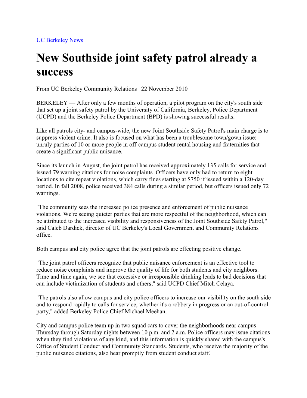 New Southside Joint Safety Patrol Already a Success