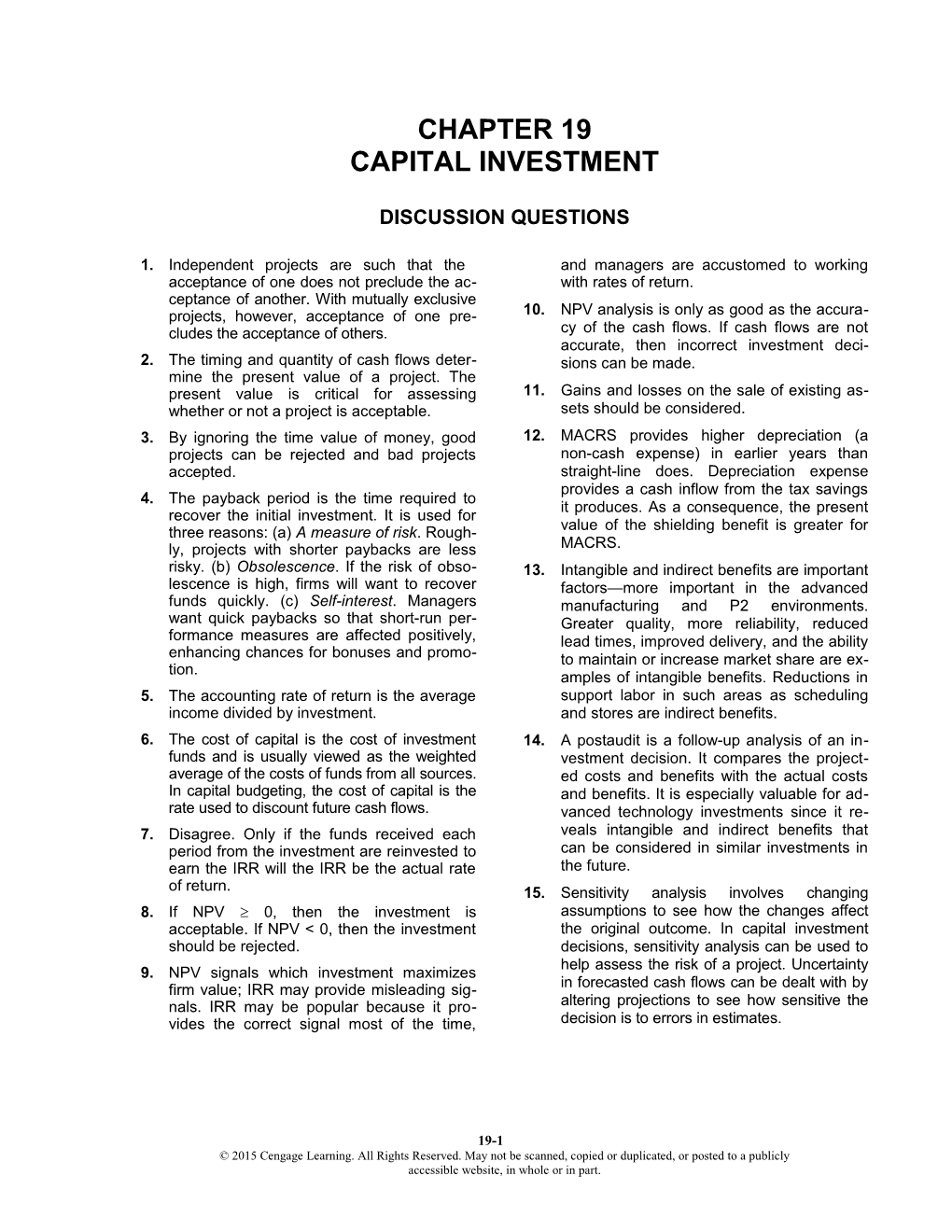 Chapter 23: Capital Investment