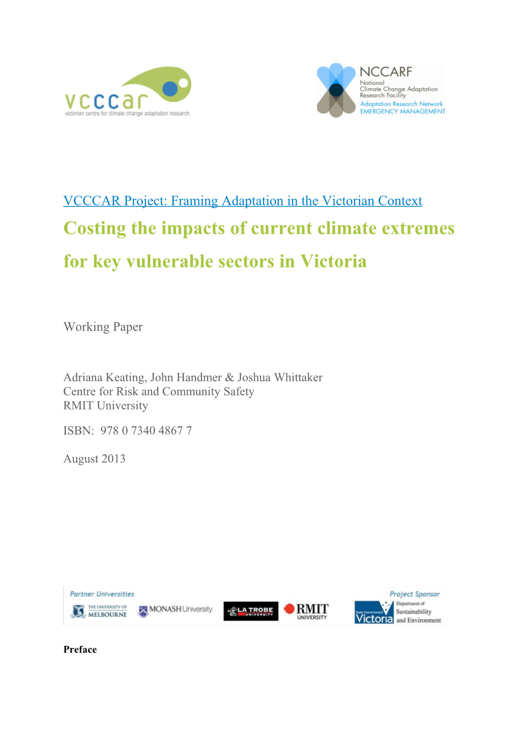 VCCCAR Project: Framing Adaptation in the Victorian Context