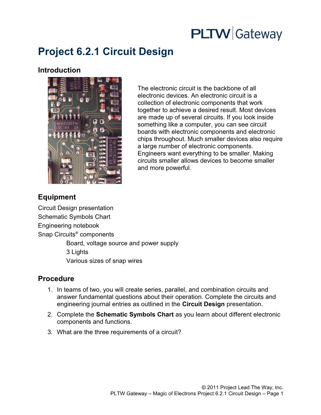 Project 6.2.1 Circuit Design