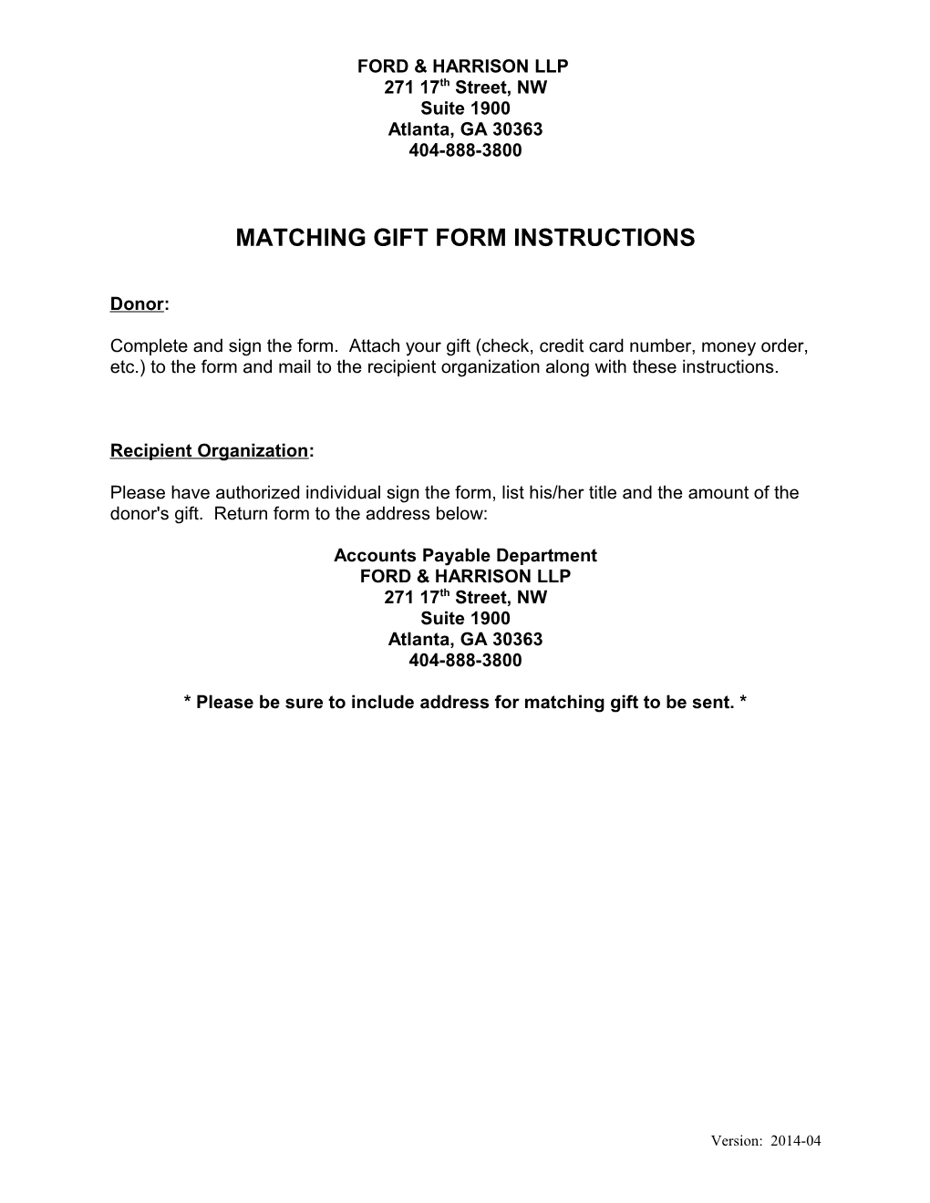 Matching Gift Form Instructions