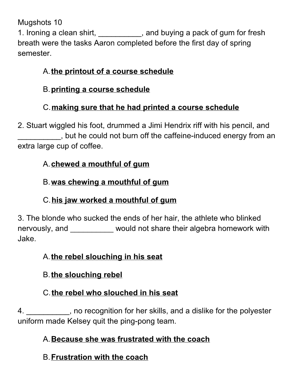 A. the Printout of a Course Schedule