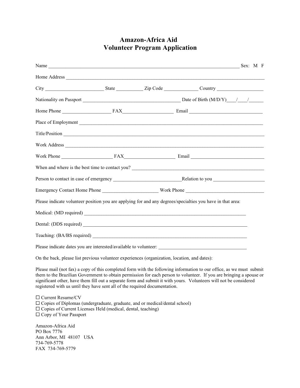 Amizade Program Application