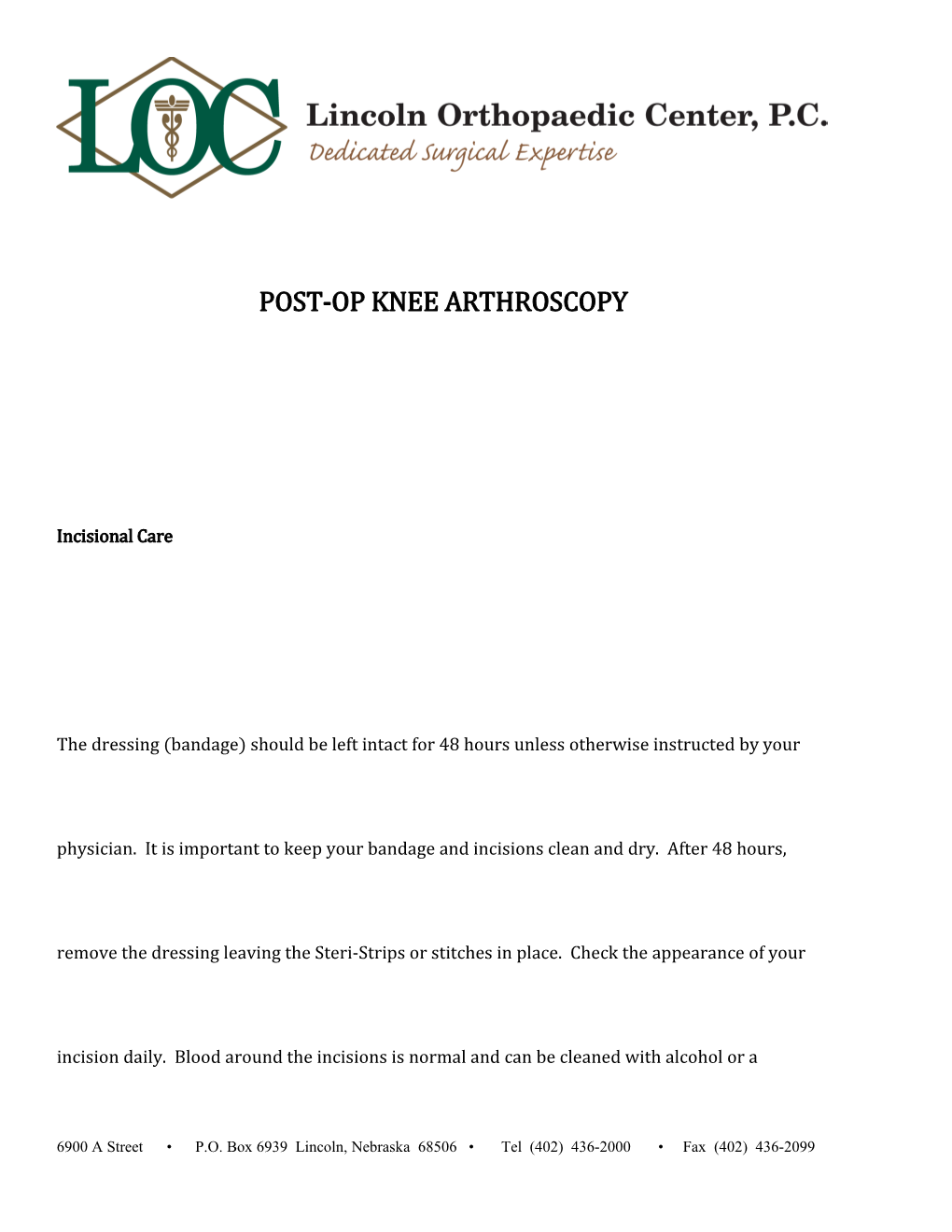 Post-Op Knee Arthroscopy