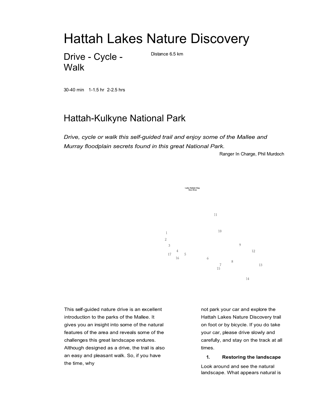 Hattah Lakes Nature Discovery Park Note