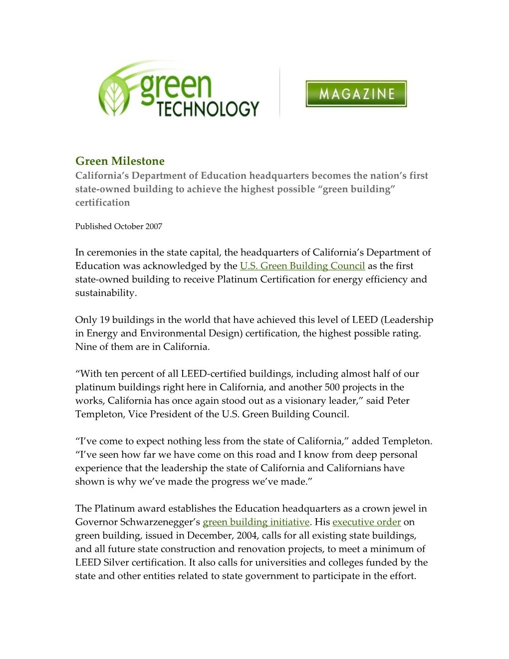Green Milestone California S Department of Education Headquarters Becomes the Nation S
