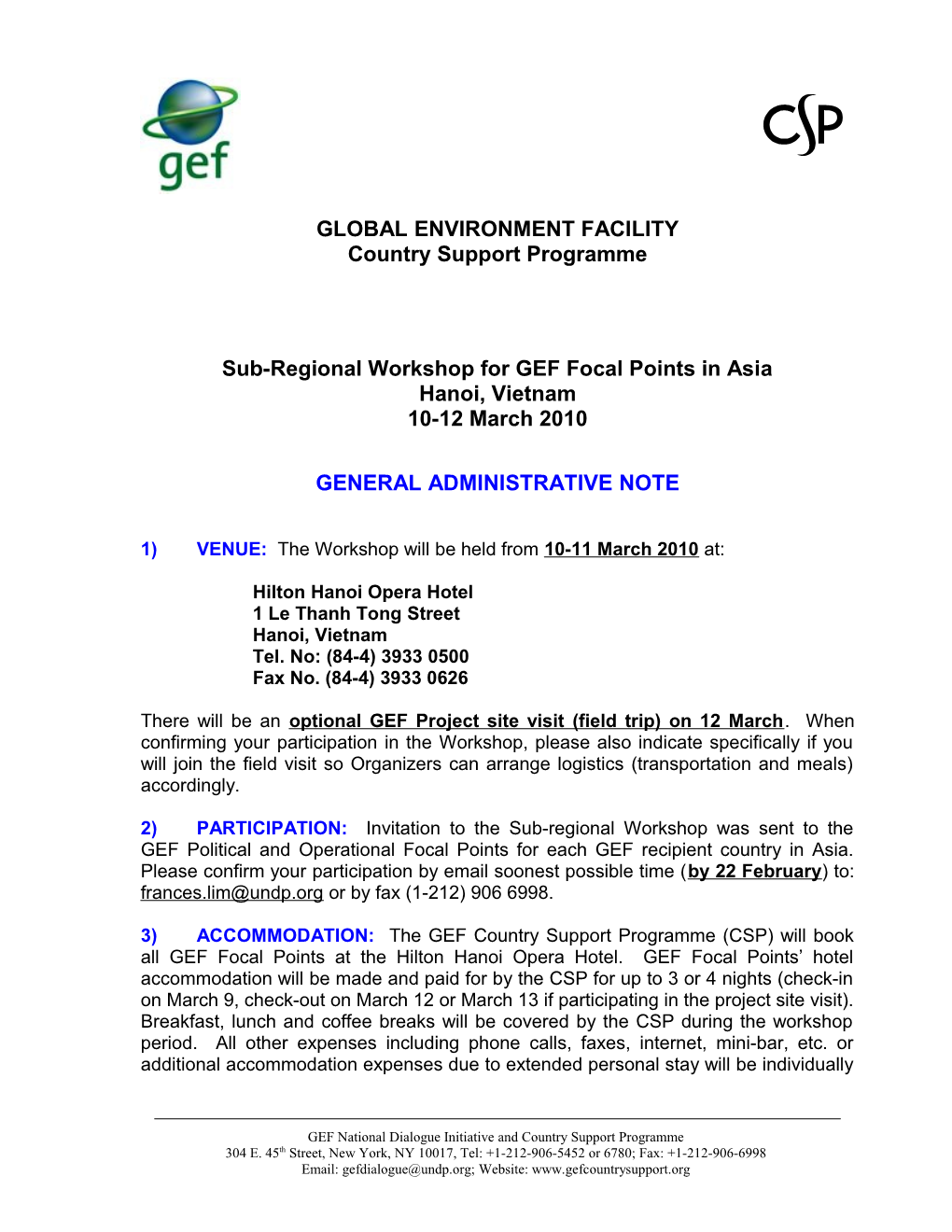 GEF National Dialogue Initiative