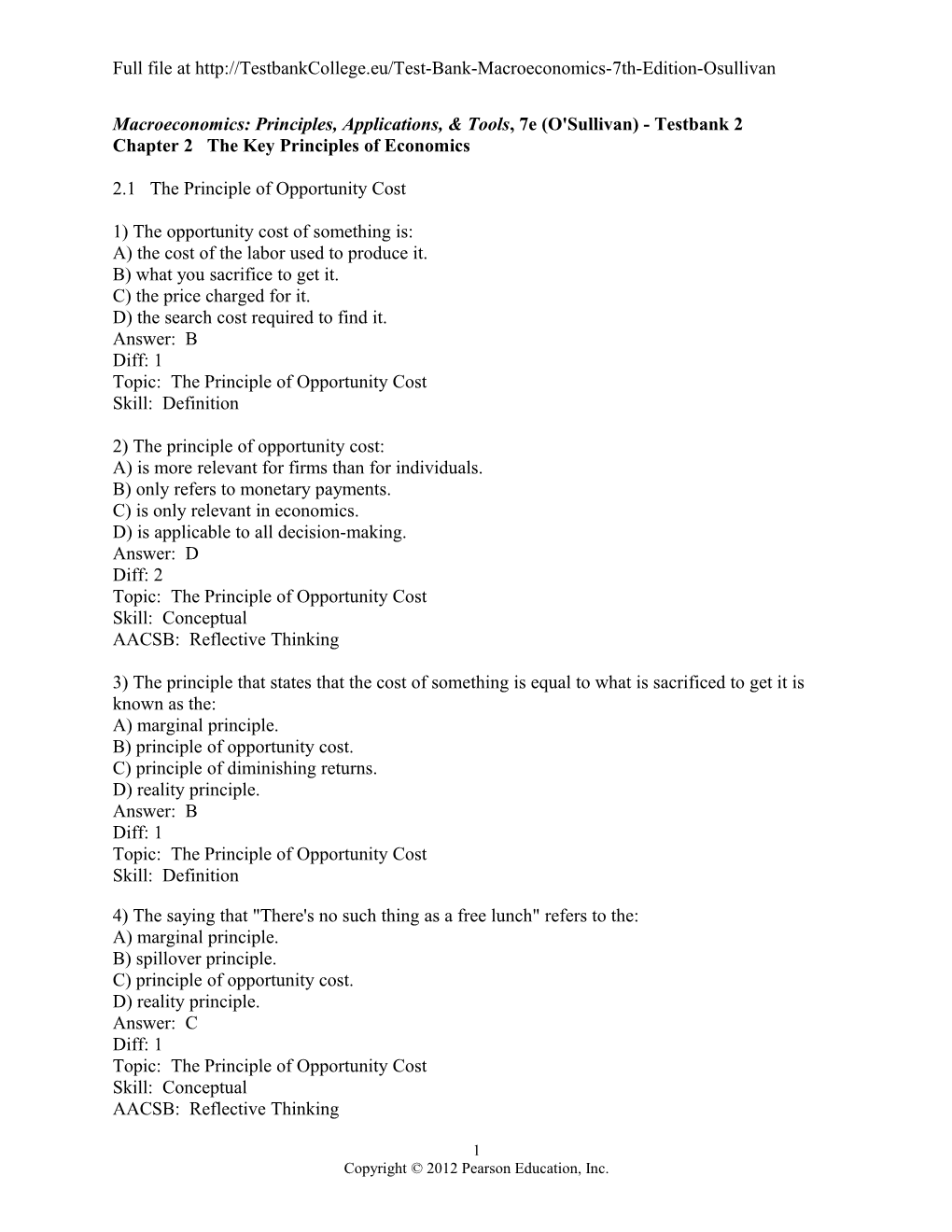 Macroeconomics: Principles, Applications, & Tools, 7E (O'sullivan)