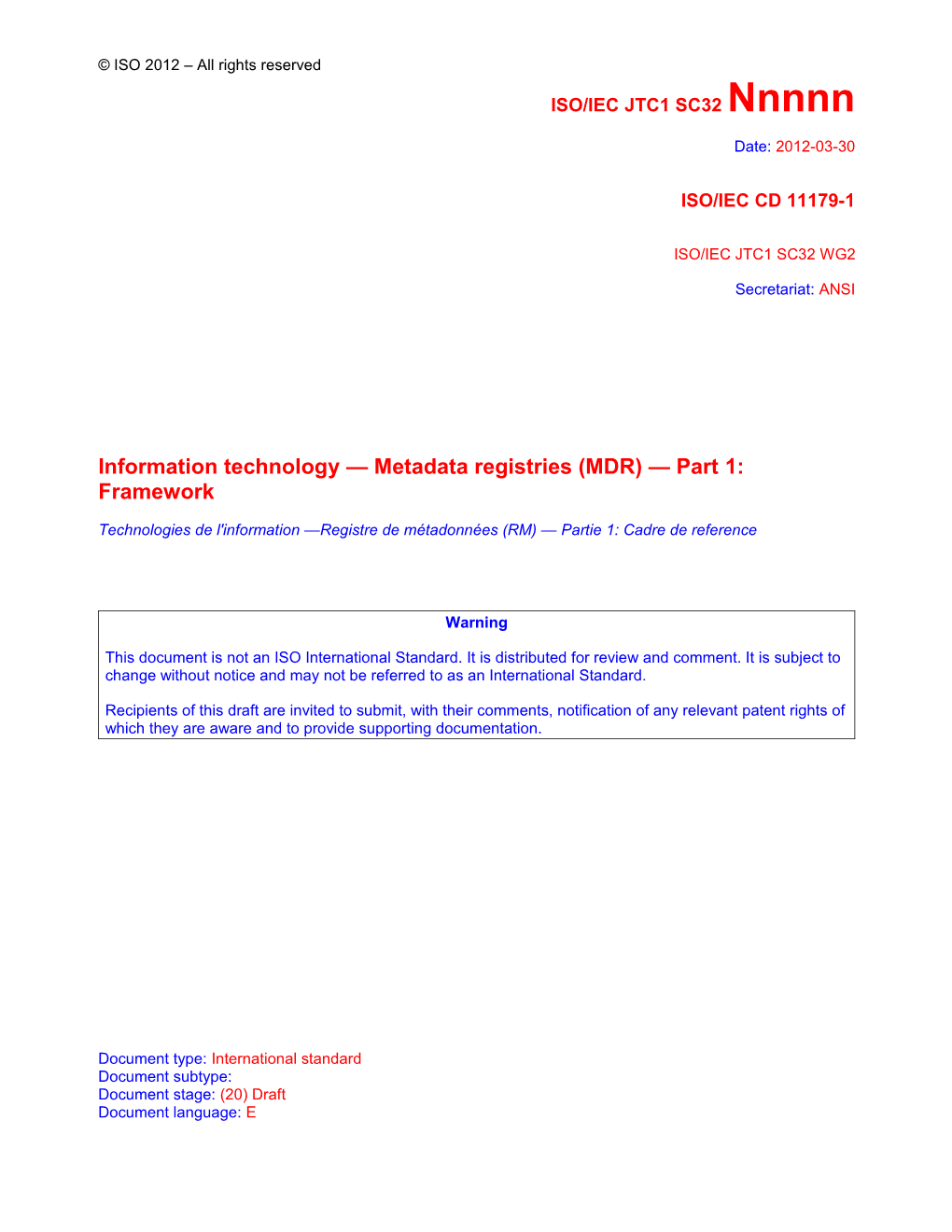 Iso/Iec Fdis 11179-1