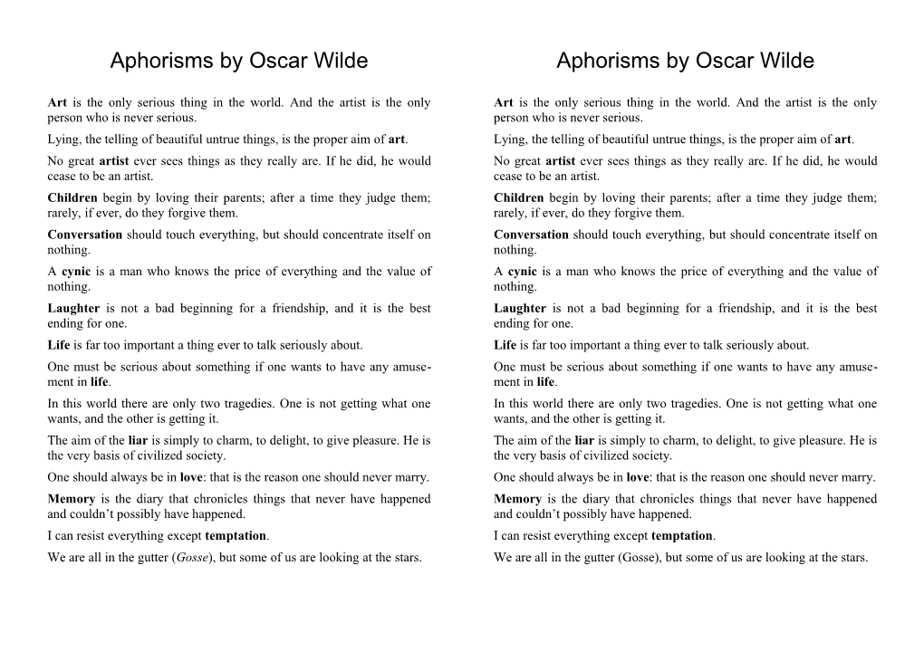 Aphorisms by Oscar Wilde (1854-1900)
