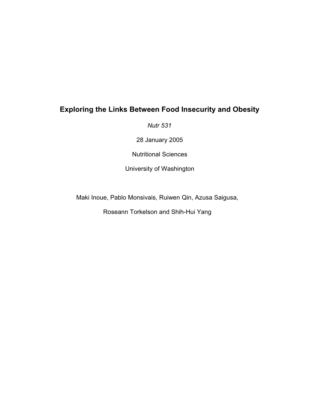 Overview of Food Insecurity and Overweight/Obesity