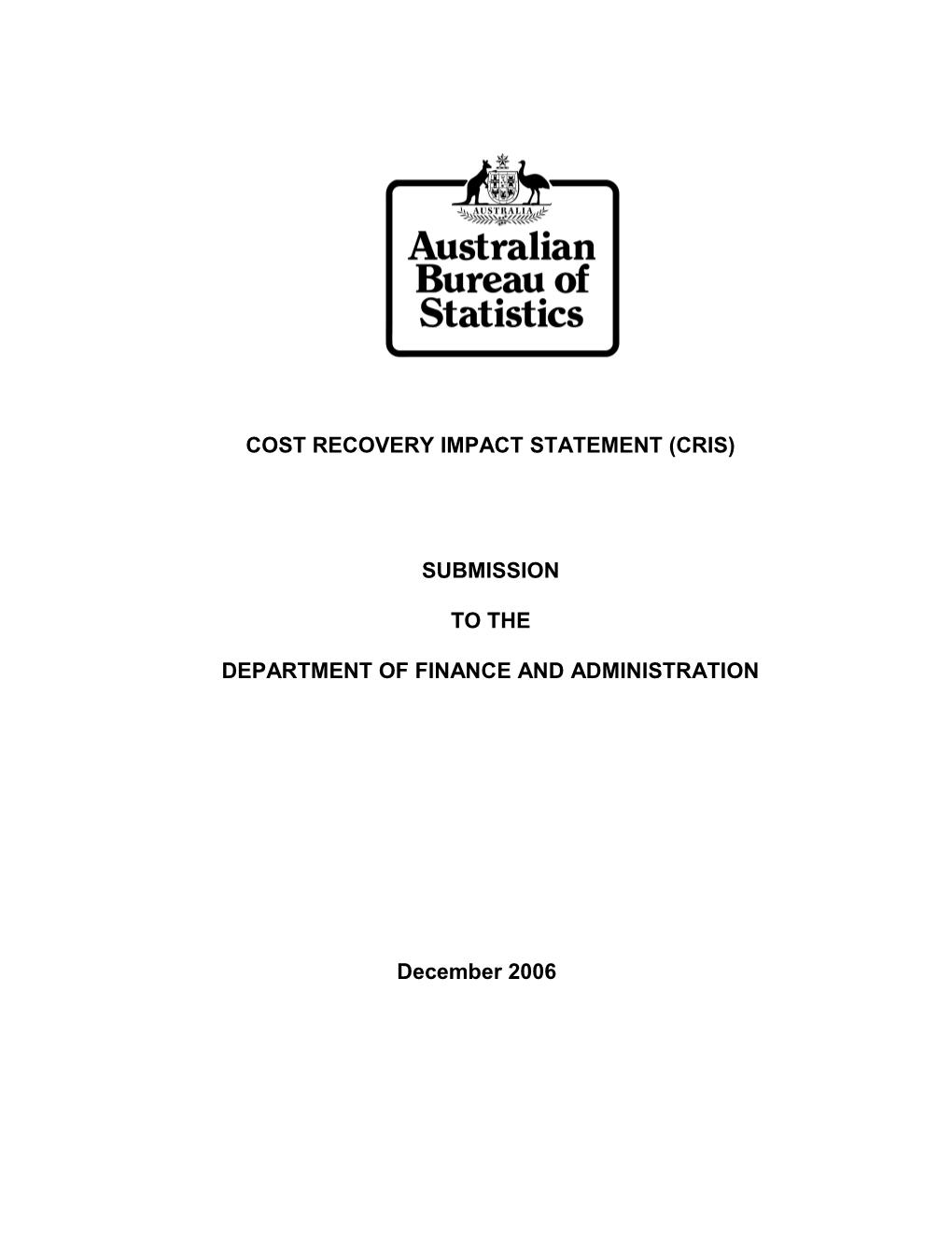 Cost Recovery Impact Statement (Cris)