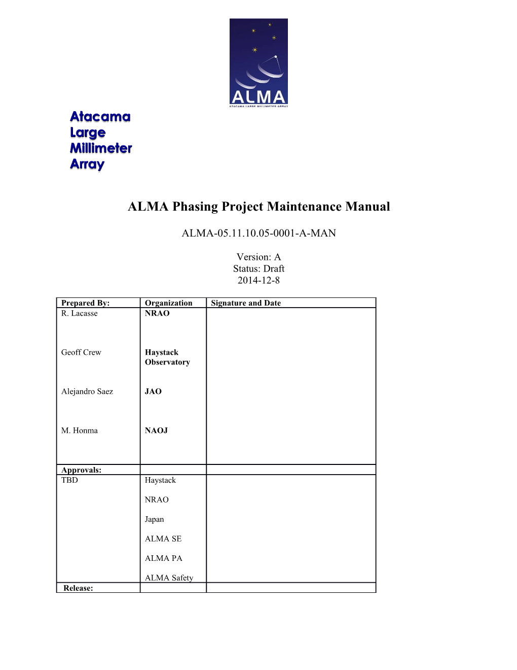 ALMA Phasing Project Maintenance Manual