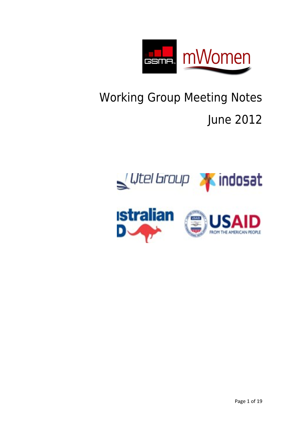 Working Group Meeting Notes