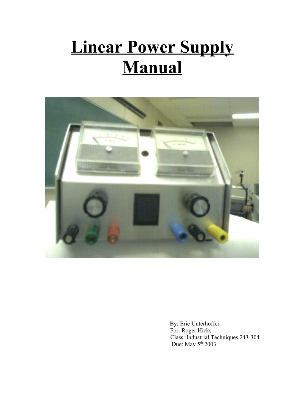 Linear Power Supply Manual
